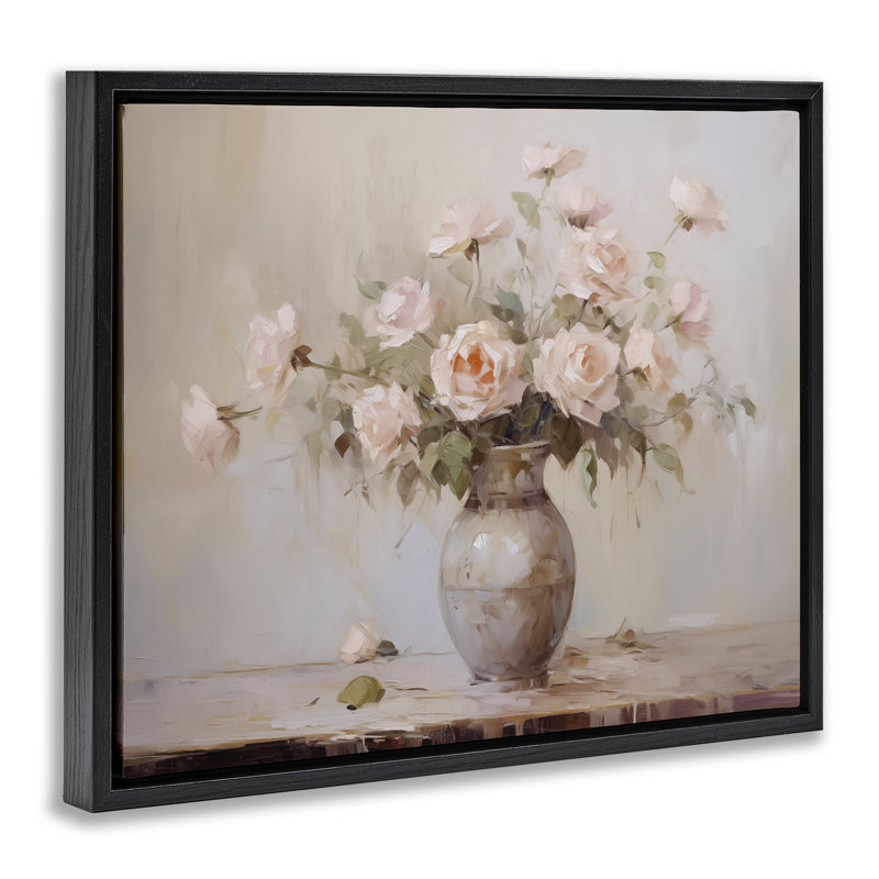 Cadre flottant romantique avec bouquet de roses, design par Arlington Prints, Cadre flottant noir de jais, H 17 po x l 21 po