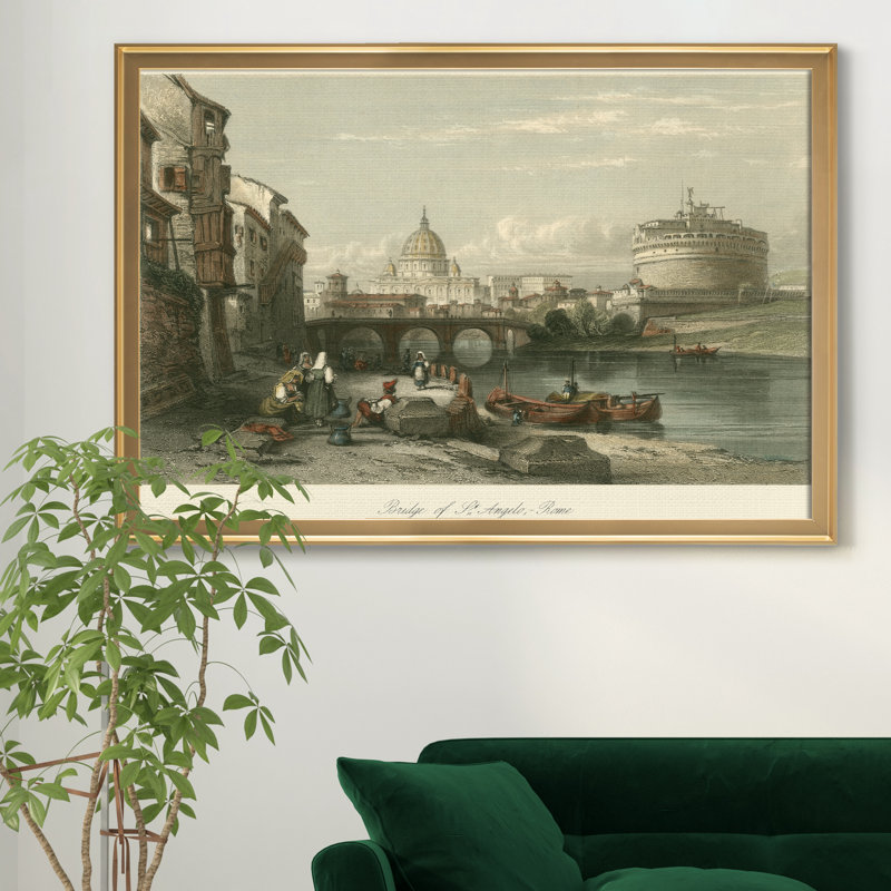 Pont de Saint-Ange, Rome, reproduction d'art sur toile, Doré, H 30,5 po x l 42,5 po x P 1,5 po