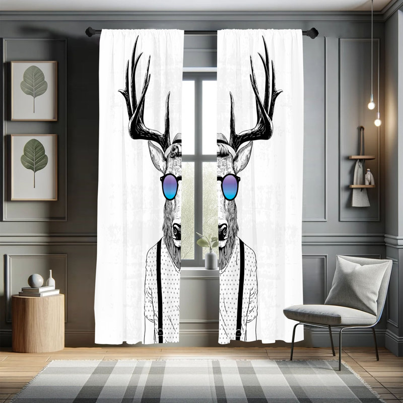 George Oliver Curtains, Charcoal/White, 28" W x 63" L