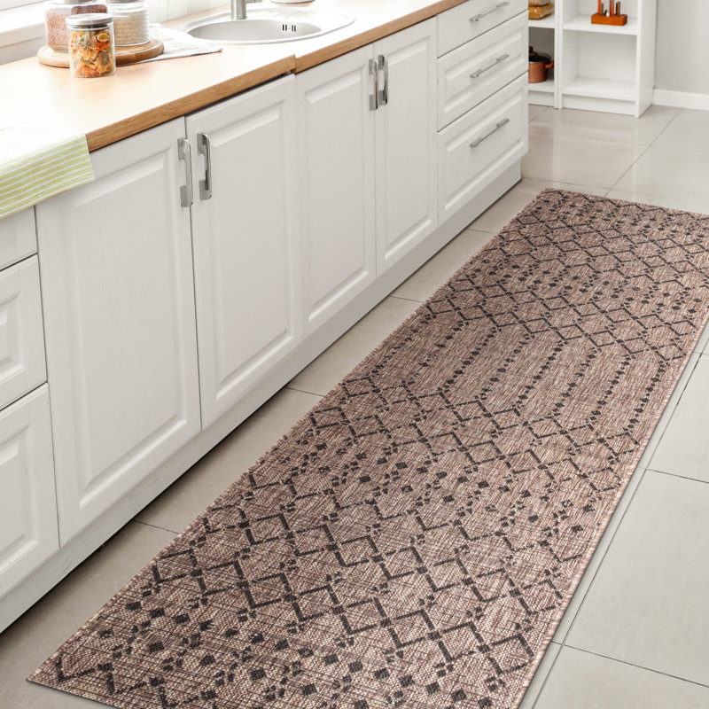 Tapis d'intérieur / extérieur Crompton, Tapis de couloir 2 pi 2 po x 8 pi, Naturel/noir
