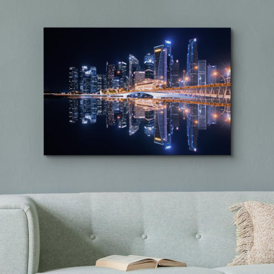 Architecture Building " Futuristic City Reflection Cityscape Skyline Downtown Buildings Photo Scenic Modern Art "