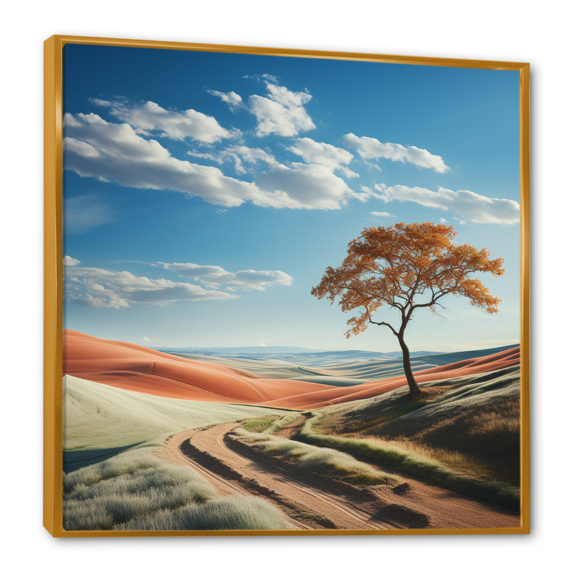 «Minimalisme Prairie Tranquility», photographie sur toile, H 16 po x l 16 po x P 1 po, Cadre flottant doré