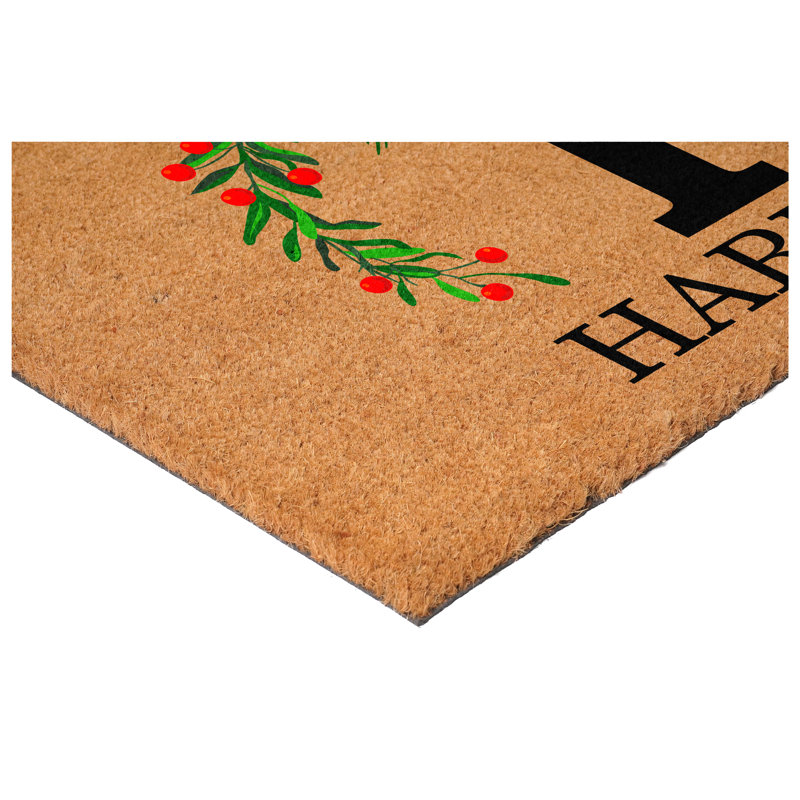 Paillasson couronne de Noël personnalisé, lettre F, L 17 po x L 29 po
