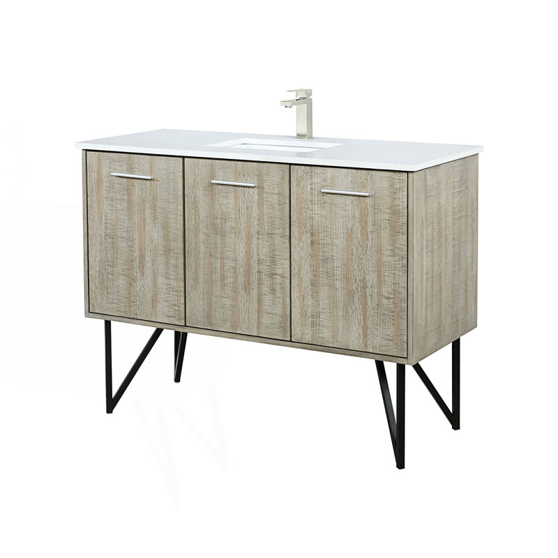 48 po X P 20 po Ensemble de meuble-lavabo D avec comptoir en marbre de culture et robinet en nickel brossé, Nickel brossé