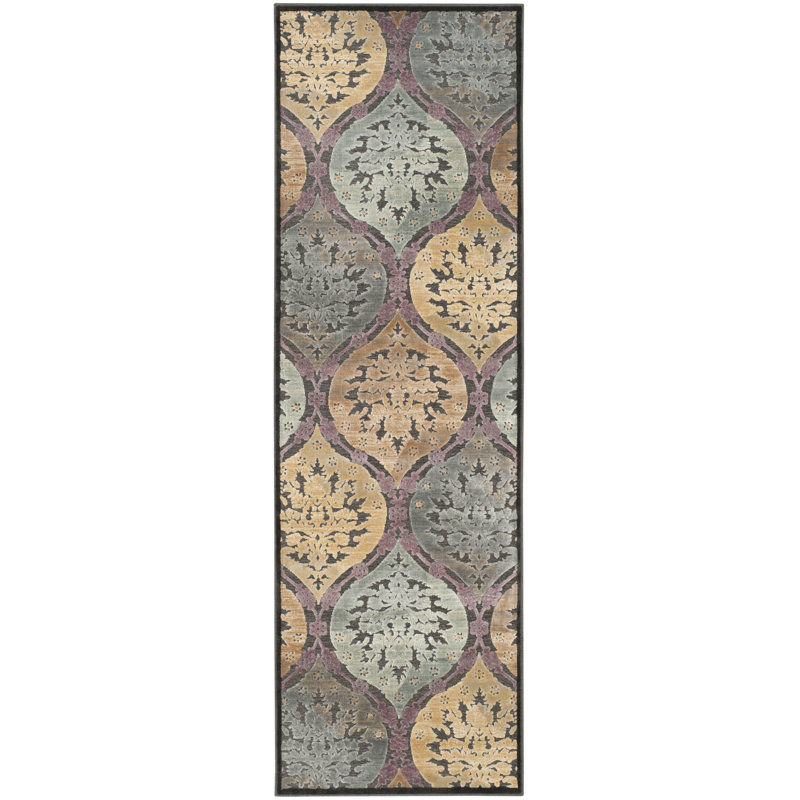 Payne Damask Viscose Area Rug, Rectangle 74 x 229 cm
