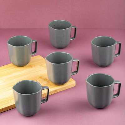 EARTH- CHARCOAL GREY Premium Porcelain Non Stackable Cup , 11.8oz