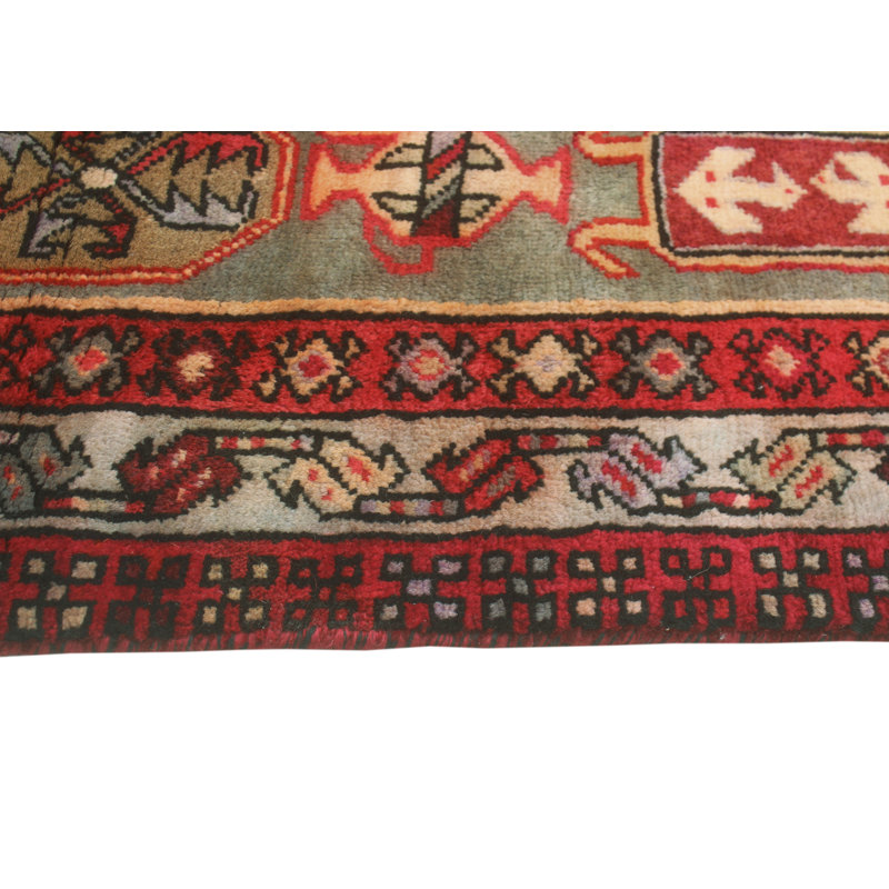 One-of-a-Kind 4' x 10'2" 1980s Runner Wool Area Rug in Blue and Red