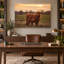 Impression sur toile Highland Cow and Calf - Rustic Farmhouse-1456521849