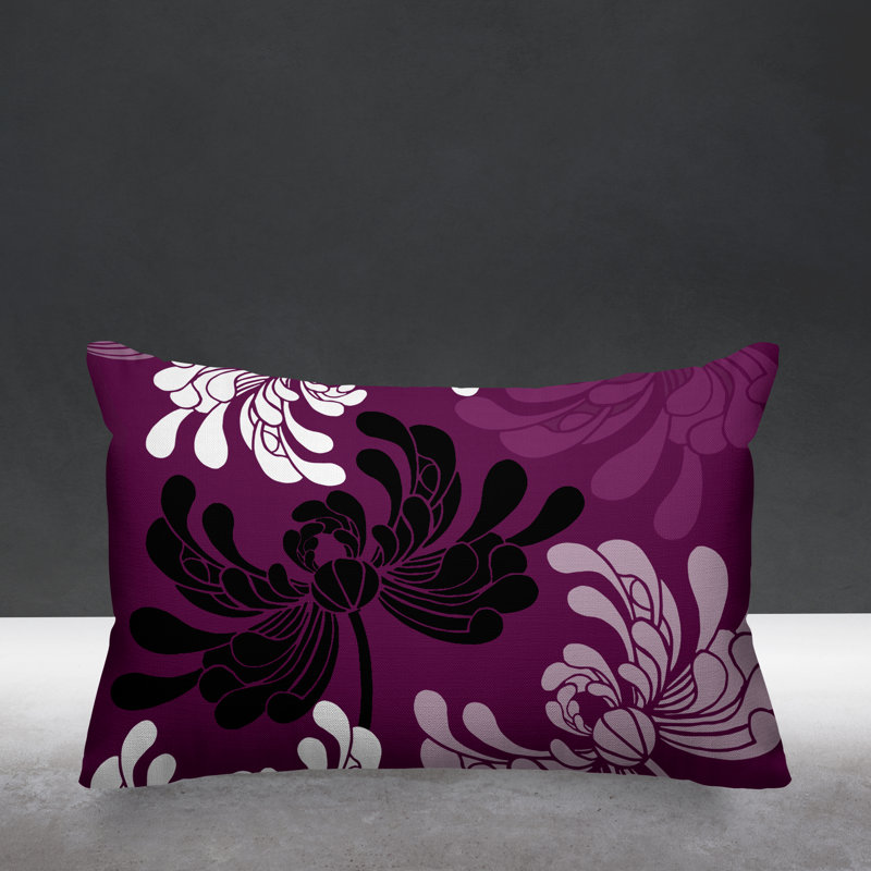 Marilyn Outdoor Reversible Throw Pillow, 14" x 20", Purple, Rectangle