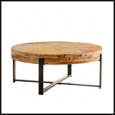 31.29"Modern Retro Splicing Round Coffee Table