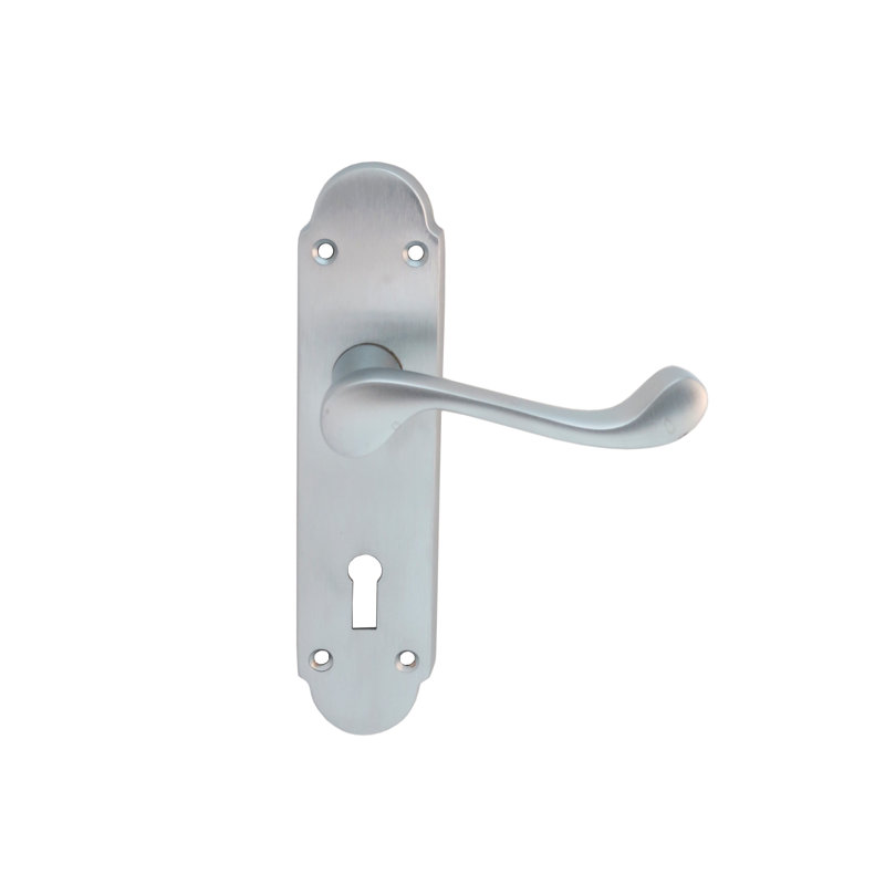 Lock Door Handle, Satin Chrome