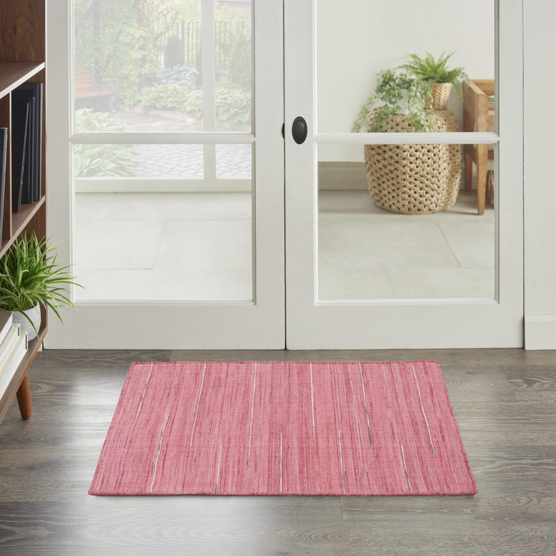 Anerinda Solid Hand Loomed Wool/Cotton Area Rug in Rose Pink, Rectangle 2' x 4'