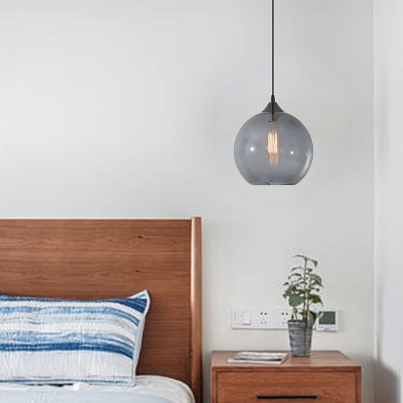 Industrial Vintage Glass Globe Pendant Light – Round Ceiling Lamp Shade Chandelier