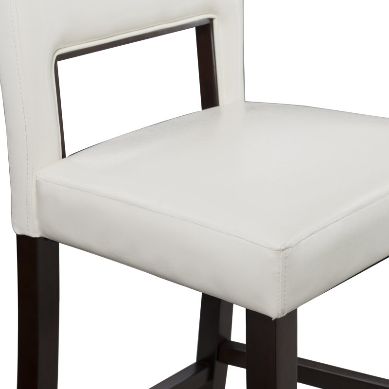 Veda Upholstered Counter and Bar Stool, Counter Stool (24" Seat Height), White