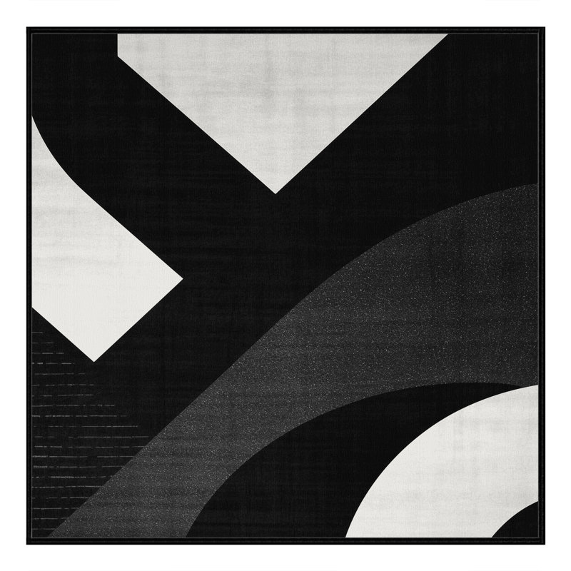 Tapis géométrique noir et moderne lavable à la machine Bensonhurst - Reliure noire, 7' Square