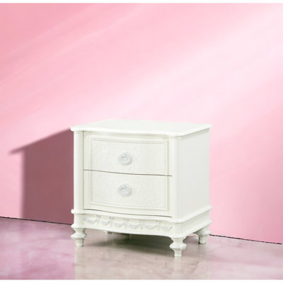 Hued Nightstand With Two Drawers, Side Metal Drawer Glides, Design Details, Felt-Lined Topmost Drawer, Pine Wood Makeup, 40Lbs Weight Tolerance, 26 Inches In Height And Width, 16 Depth Tinted