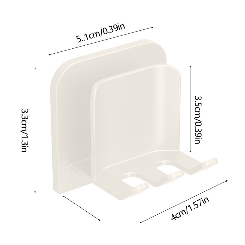 Rack 1 pièce sans soudure mural Hachoir à brosses non poreux Support de rangement pour salle de bain, White