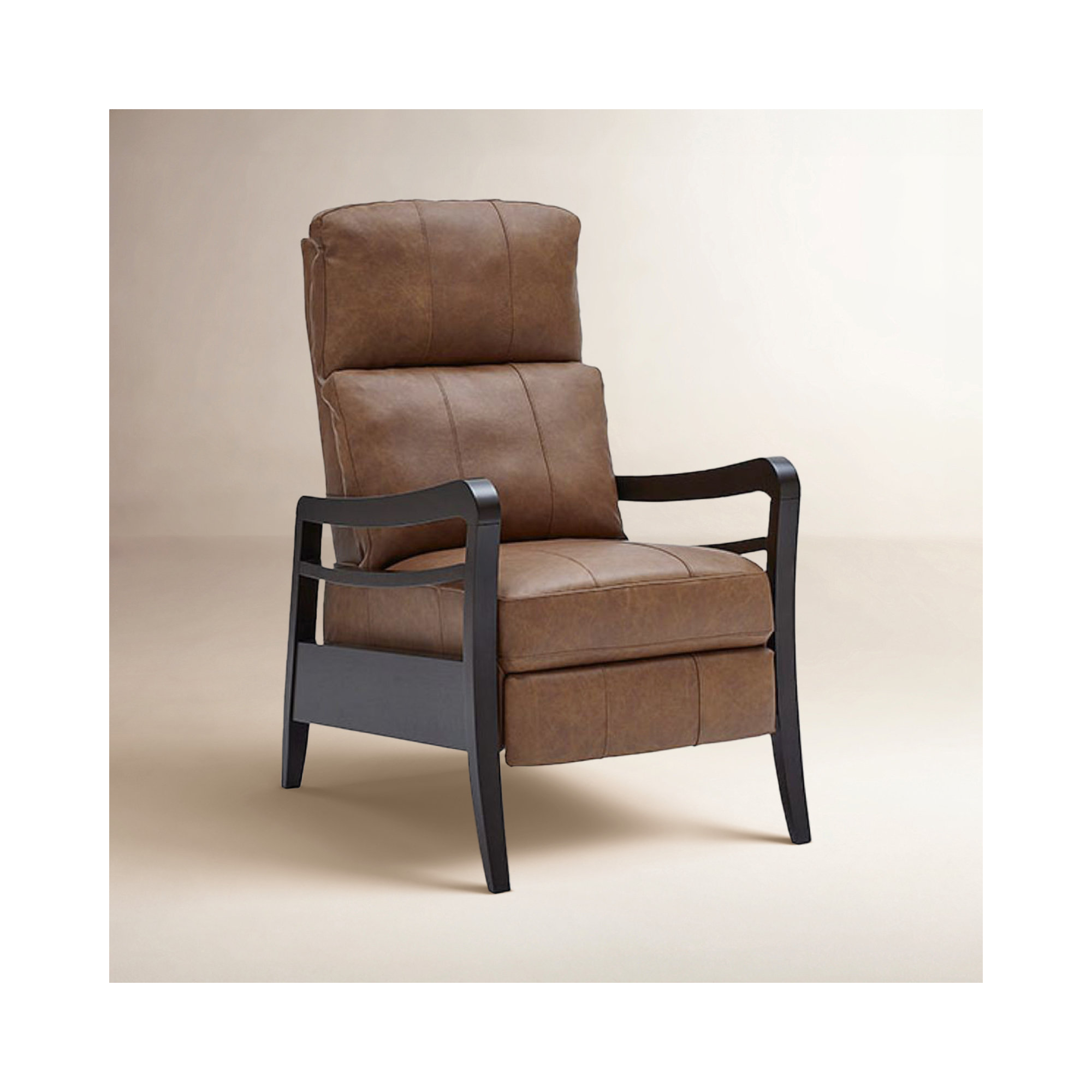 Gracelyn 3 Way Manual Leather Recliner, Mink Full Grain Leather, Manual, Espresso