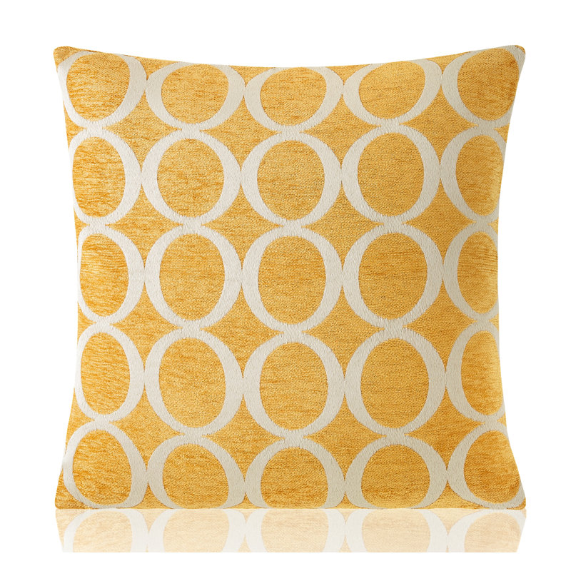 Broward Geometric Square Cushion, Ochre/Cream