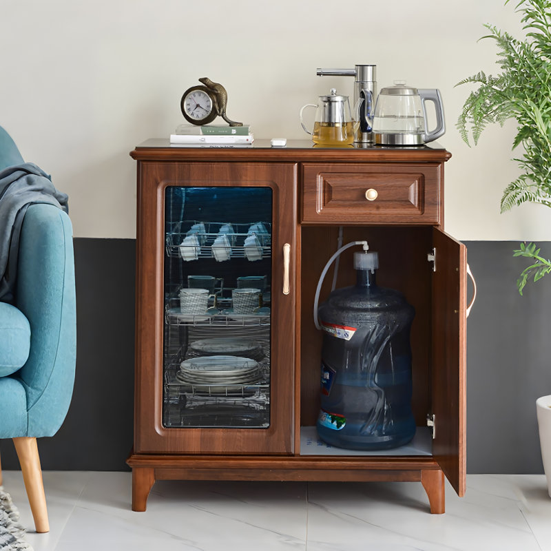 Armoire intégrée 32,28 "en bois massif brun avec rangement et buffet
