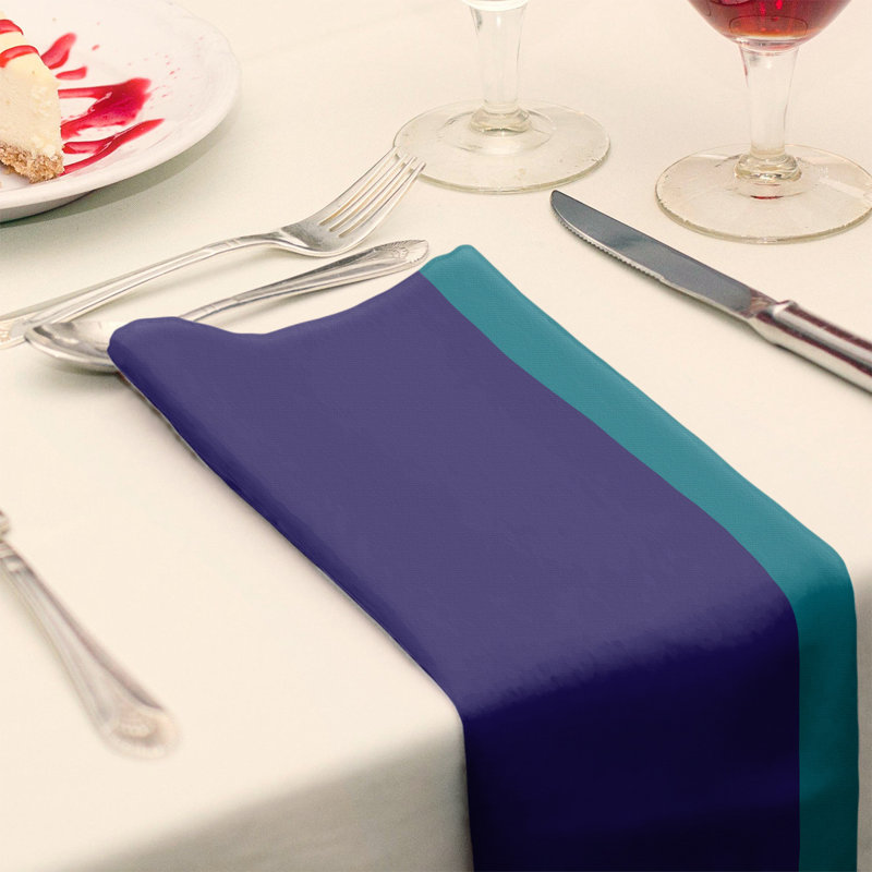 Charlotte Striped Square Napkin, 22" W x 22" L, Dark Purple/Teal/Dark Purple, Polyester