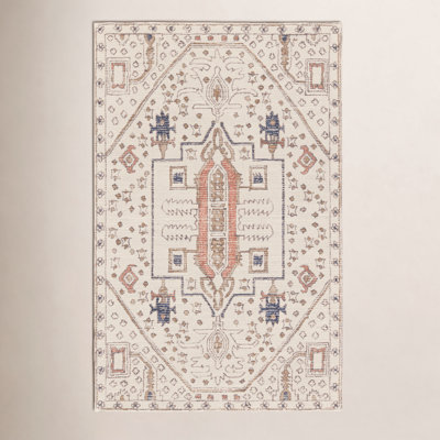 Murphie Ivory Red Hand-Tufted Oriental Rug