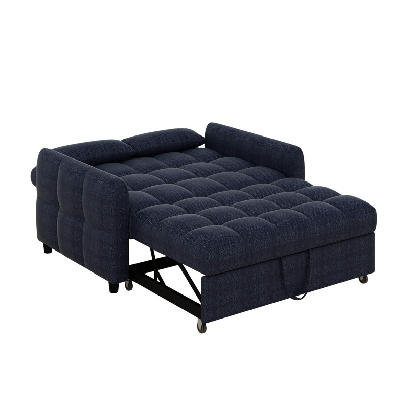 Canapé-lit convertible de 52,8 po, canapé-lit, canapé-lit en chenille moderne avec dossier réglable, ports USB, Bleu