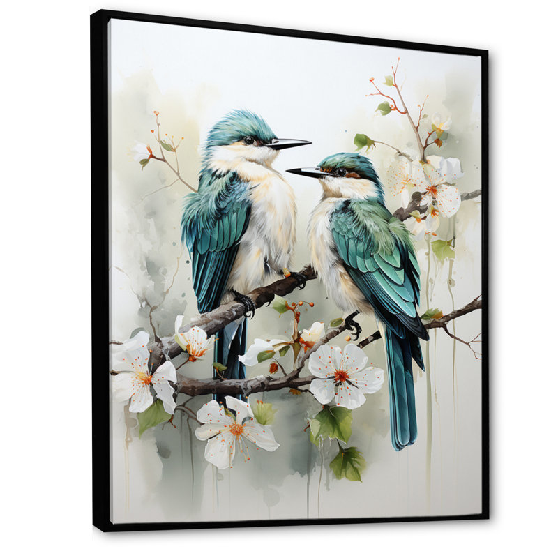 Azriella, oiseau, sérénade de plumes II sur toile, H 20 po x l 12 po x P 1 po, Cadre flottant noir