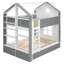 Lit superposé double avec tiroirs et tablettes de rangement, lit superposé en bois avec bande lumineuse, blanc et gris-177336906