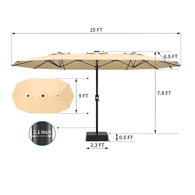 2.6m x 4.4m Rectangular Cantilever Parasol