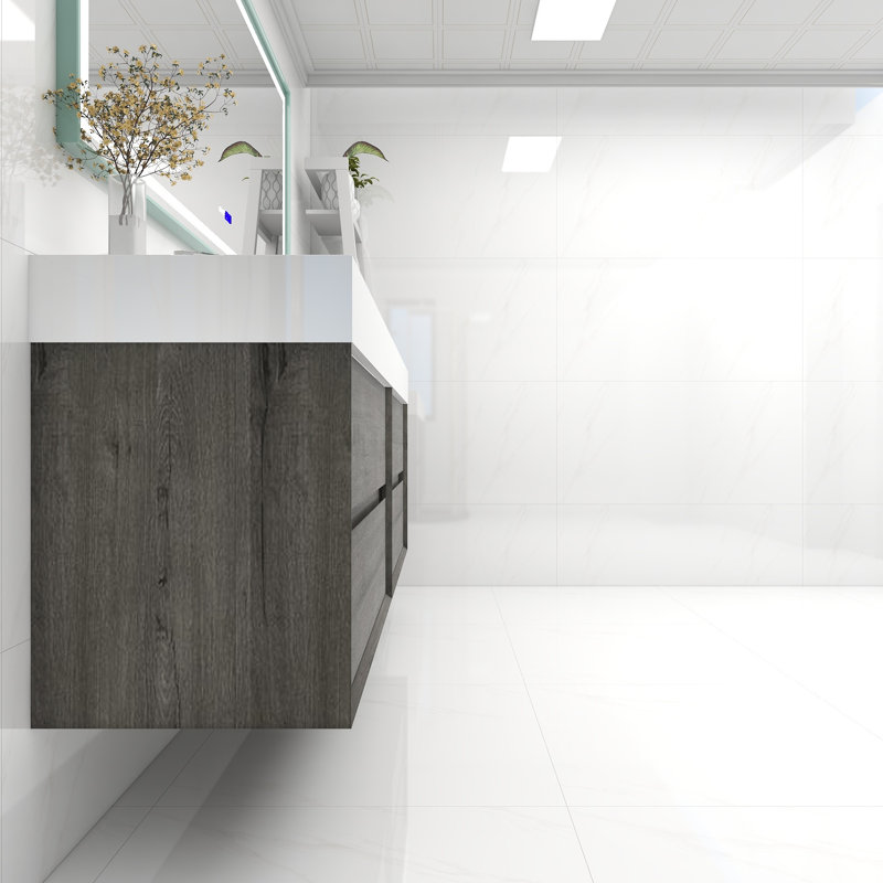 Meuble-lavabo double 84 po, Chêne fumé