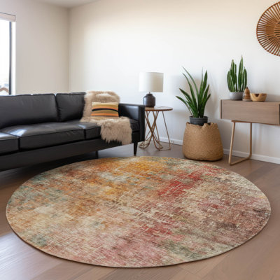 Machine Washable Indoor/Outdoor Cicel ACN1213 Tan Rug