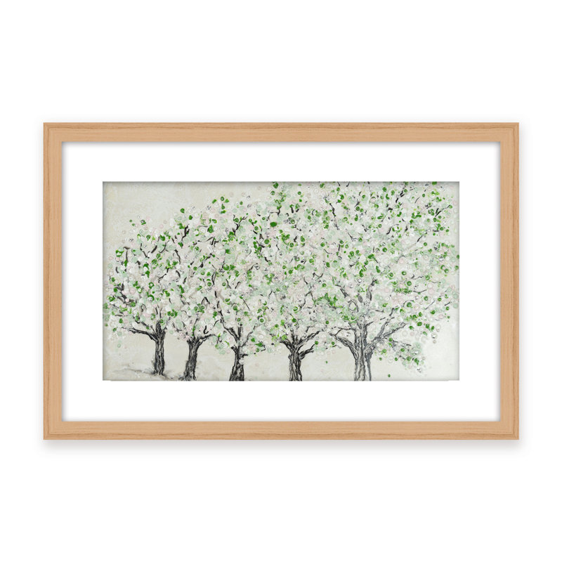 Nature Inspired "Springtime Serenity" Canvas Wall Art By , 12" H x 16" W, Framed Matted Print, White