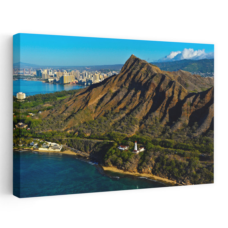 Elevated View Of Diamond Head Lighthouse Diamond Head Honolulu Hawaii USA by Vito Palmisano - Wrapped Canvas Print