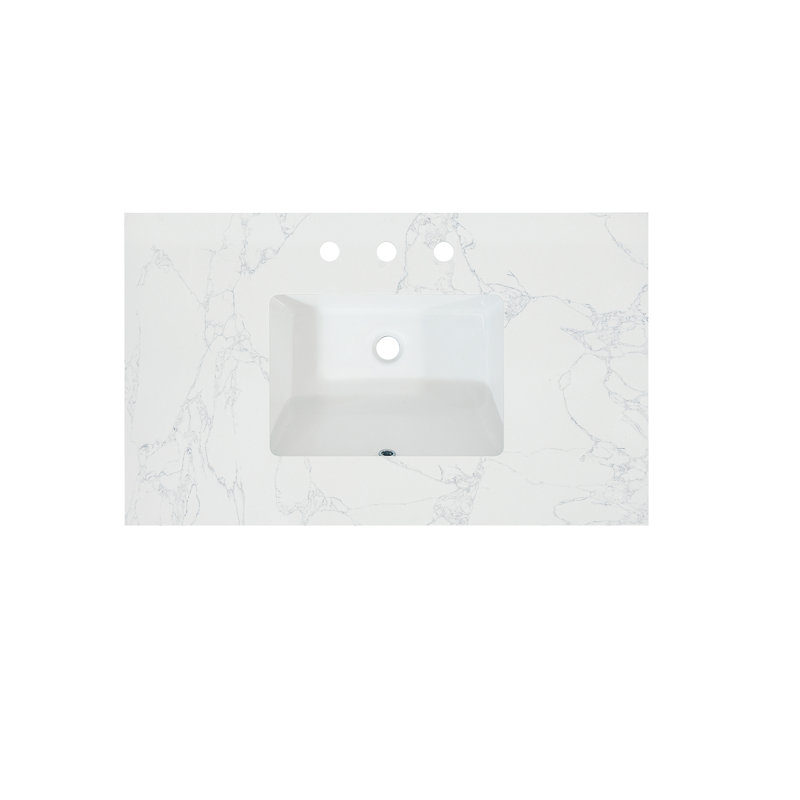 Ceres 37" Grain White Engineered Stone Vanity Top with Sink