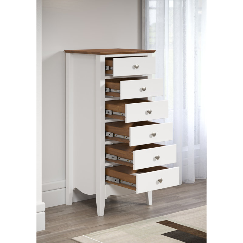 Delrick 6 Drawer 50Cm W Tallboy, White/Brown