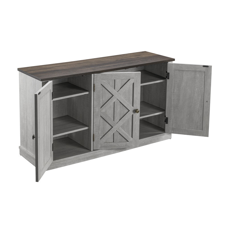 Buffet décoratif 3 portes Corbey, Gris foncé / Gris pâle