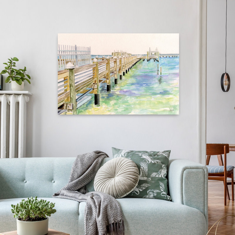 Jolie jetée, paysage côtier abstrait, H 36 po x l 24 po