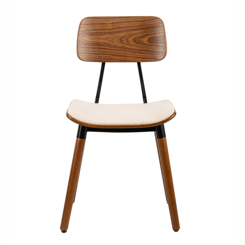Berenice Set of 2 Wood and Beige Velvet Chairs