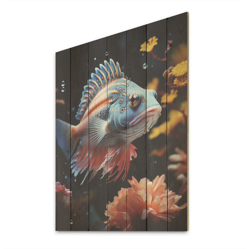 Coraux, papillon, cuivre et cobalt, H 40 po x l 30 po