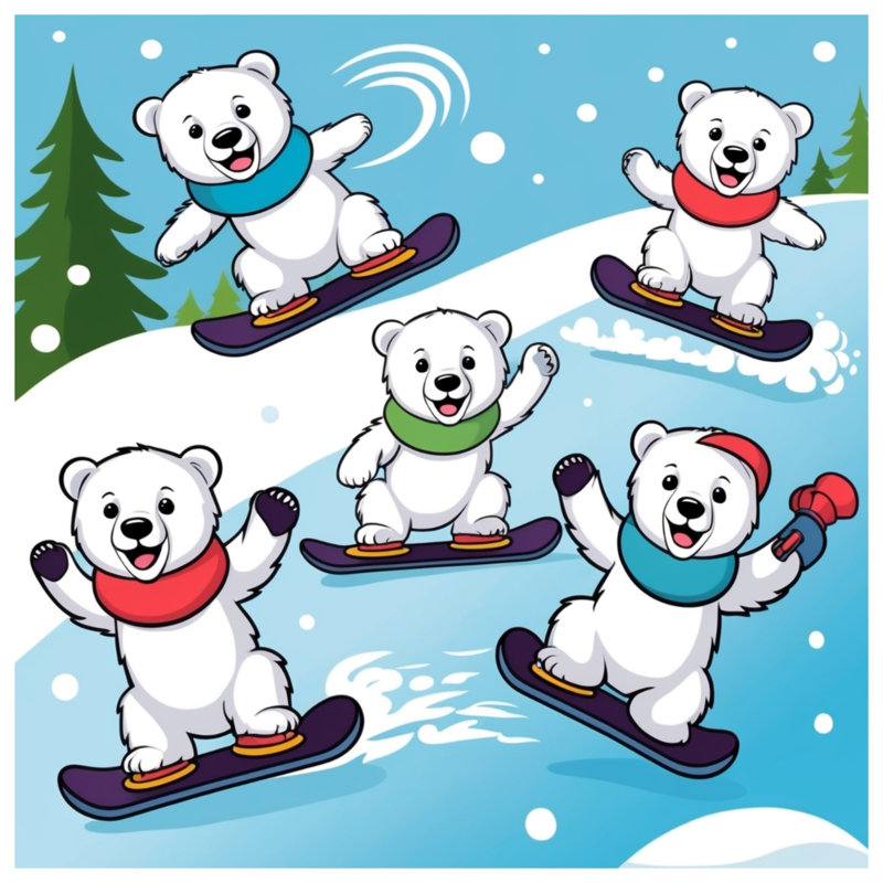 Coussins décoratifs polaires Snowboard, 20 x 20 pouces