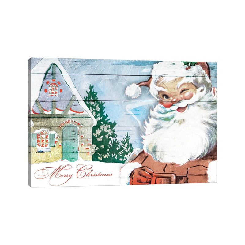 Winking Santa by Milli Villa - Wrapped Canvas Gallery-Wrapped Canvas Giclée, 20.32cm H x 30.48cm W