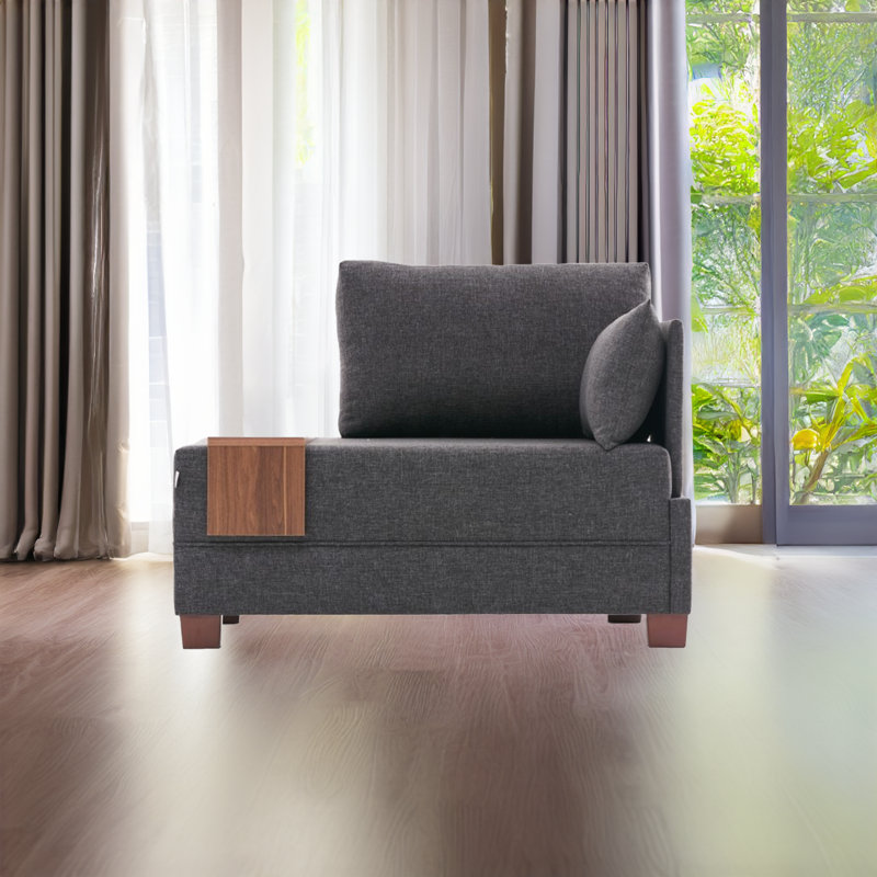 Nane Polyester & Cotton 39.37'' Reception Loveseat, Anthracite