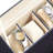 9.3 Inch Navy Blue Textured Leatherette Watch Jewelry Display Case with Tempered Glass Lid & Storage Drawer