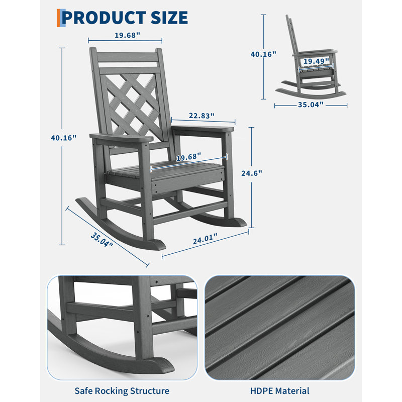 Fauteuil à bascule 40 po gris