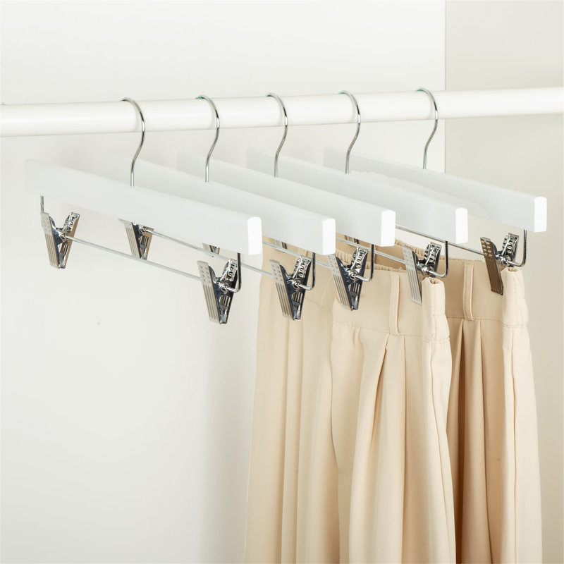 Baho Manufactured Wood Hangers With Clips, White