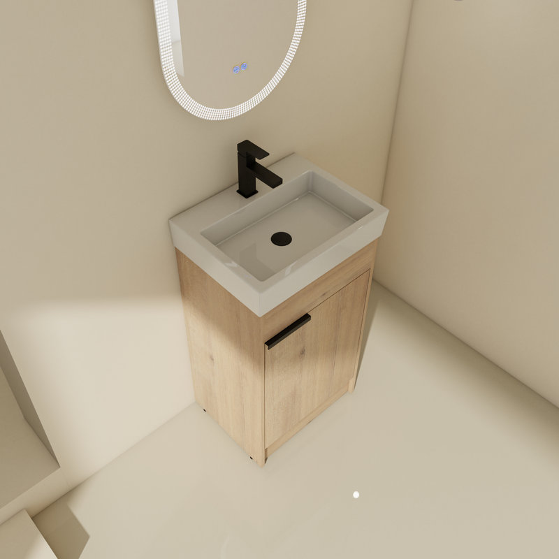 Meuble-lavabo simple autoportant avec plateau en céramique 19,01 po Yaremy