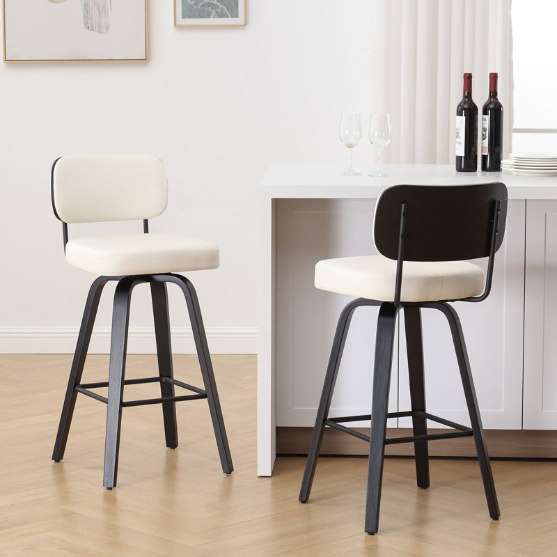 Tabouret de bar et de comptoir pivotant Cicero, Noir, Blanc, Tabouret de bar (siège d'une hauteur de 29 po)