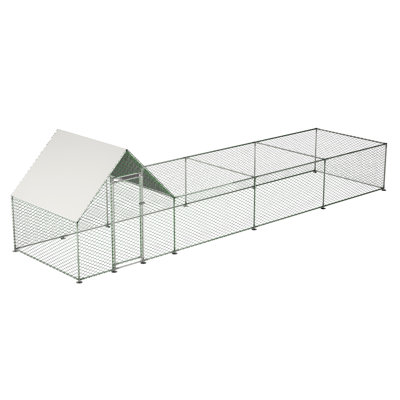 Metal Chicken Run 26'Lx6.7'Wx6.6' Ft With Galvanized Wire Mesh And Waterproof & - Cover For Outdoor Chickens Pen Cage