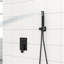 Pomme de douche murale carrée double noire matte de 12 pouces avec - valve équilibrée, pomme de pluie ultra mince, rotation à 360 ° et facile à entretenir
